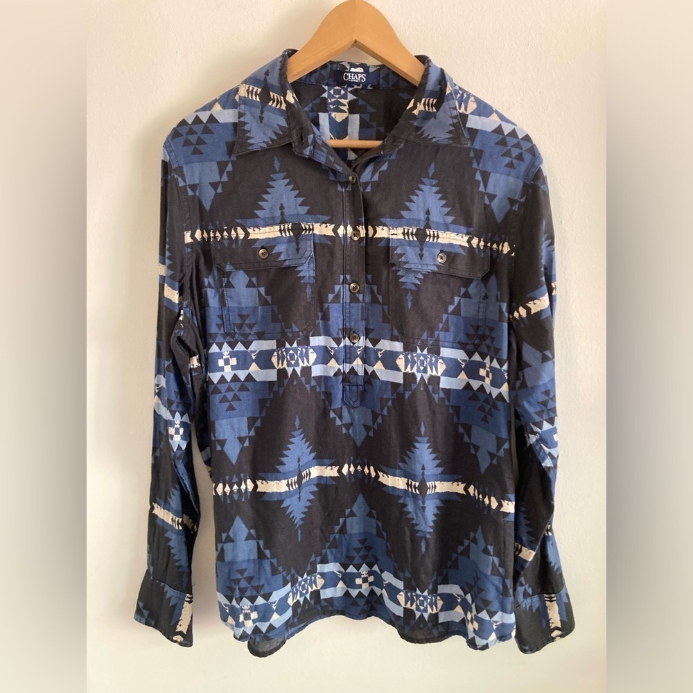 Chaps Women Button Down Shirt Large Western Southwestern